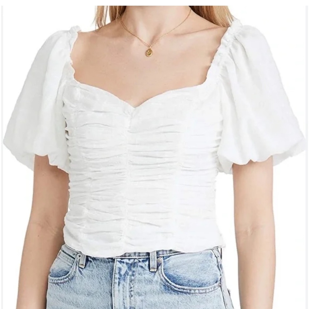 White Puff Sleeve Crop Top | Astr The Label